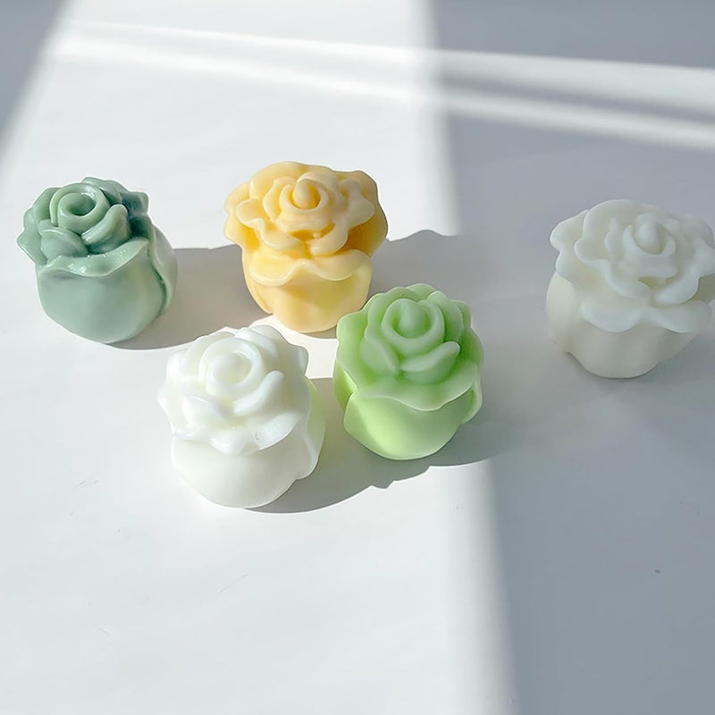 FirstTry Rose Peony Candle Mold I 3D Fondant Tulip Flower Bud Shape Silicone Epoxy Casting Mould I for DIY Handmade Cake Décor Aromatherapy Polymer Clay Soap Resin Art Craft Making Home Decoration (B) - Image 5