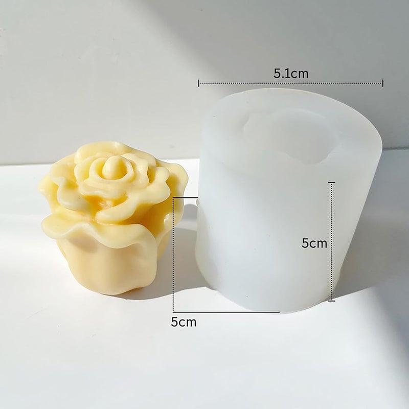 FirstTry Rose Peony Candle Mold I 3D Fondant Tulip Flower Bud Shape Silicone Epoxy Casting Mould I for DIY Handmade Cake Décor Aromatherapy Polymer Clay Soap Resin Art Craft Making Home Decoration (B) - Image 2
