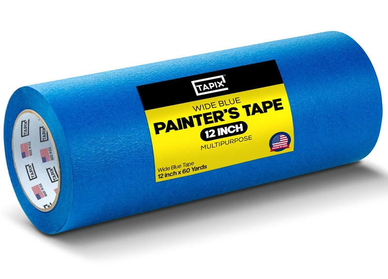 TAPIX Wide Blue Painters Tape, 12 inch x 60 Yards, 3D Printing Tape, Easy Clean Removal up to 21 Days, Masking Tape - Image 1