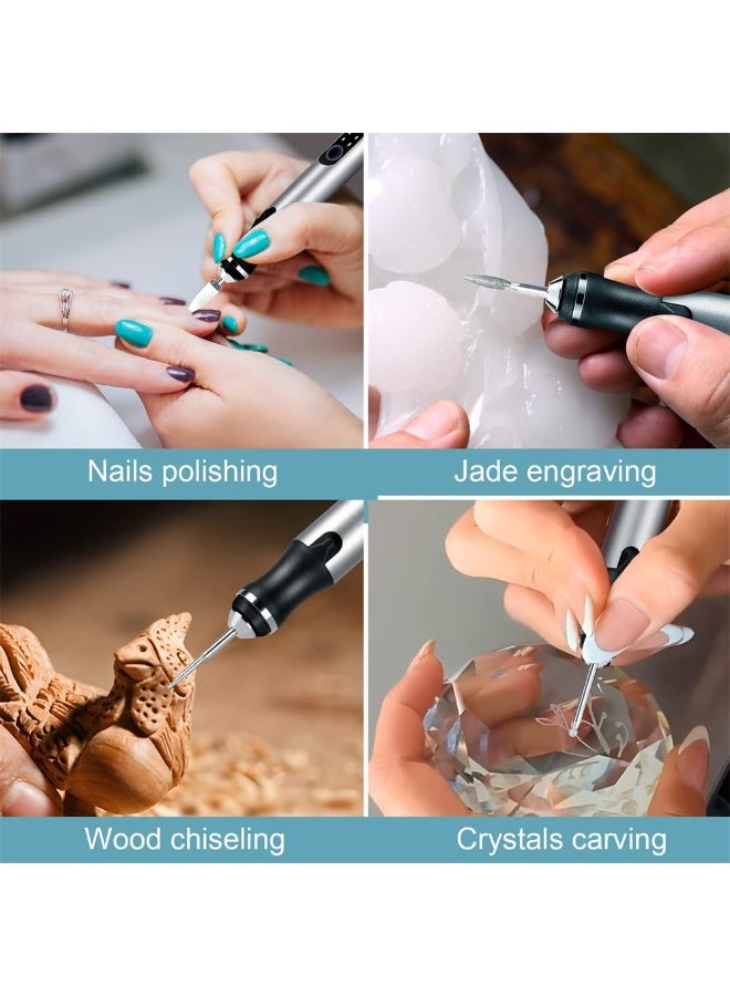Electric Engraving Pen with , USB Rechargeable Cordless Engraving Machine, Portable Mini Engraver Tools, DIY Rotary Etching Pen for Jewelry Wood Glass Stone Carving (Silver) - Image 5