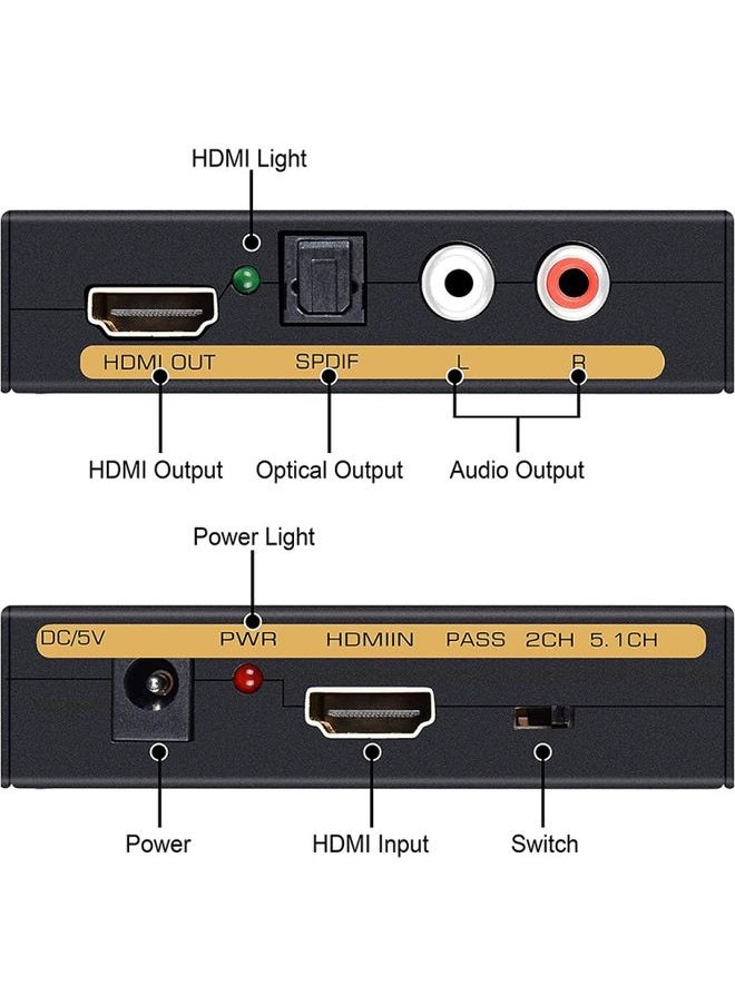 BURAQ - HDMI to HDMI + Audio (SPDIF + R/L) Converter (EU Plug)(Black) - Image 1
