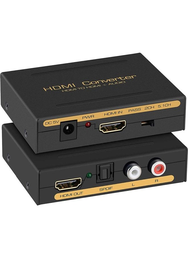 BURAQ - HDMI to HDMI + Audio (SPDIF + R/L) Converter (EU Plug)(Black) - Image 1