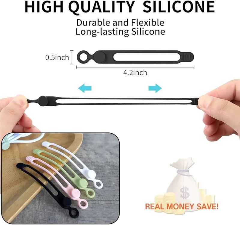White Silicone Cable Clips 30PCS Cord Organizer Straps For Earphone Charger Fastening - Image 4