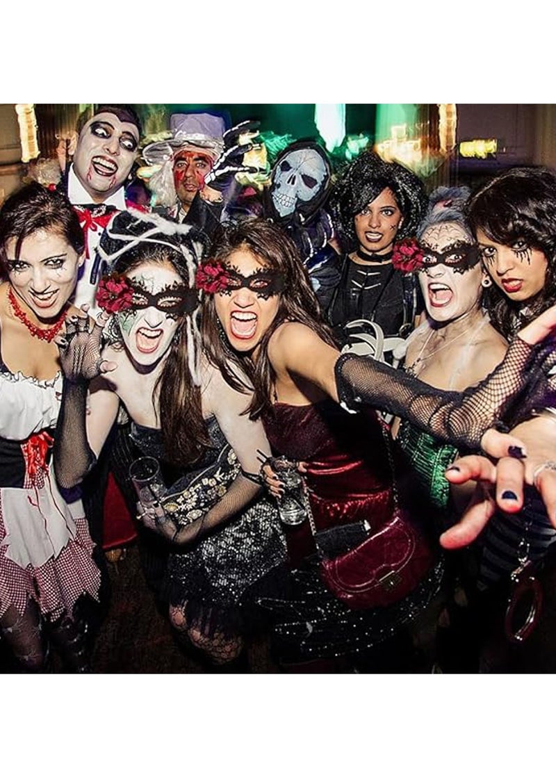 عام قناع دانتيل للنساء قناع تنكري مع أحجار الراين على شكل زهرة حمراء قناع دانتيل غامض لحفلات التنكر وحفلات الكرنفال وحفلات البندقية - Image 3