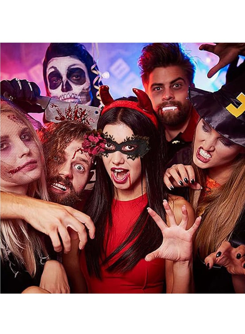 عام قناع دانتيل للنساء قناع تنكري مع أحجار الراين على شكل زهرة حمراء قناع دانتيل غامض لحفلات التنكر وحفلات الكرنفال وحفلات البندقية - Image 5