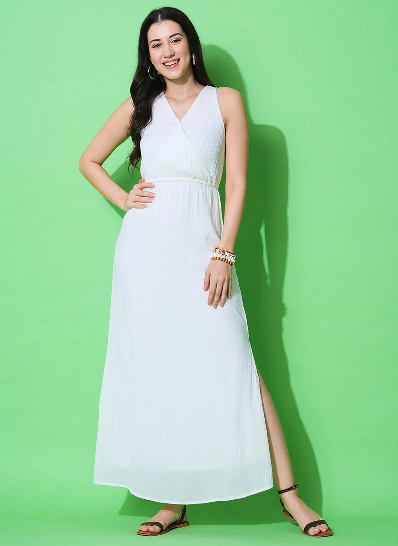 globus Globus Women V-Neck Side Slit Wrap Maxi Dress