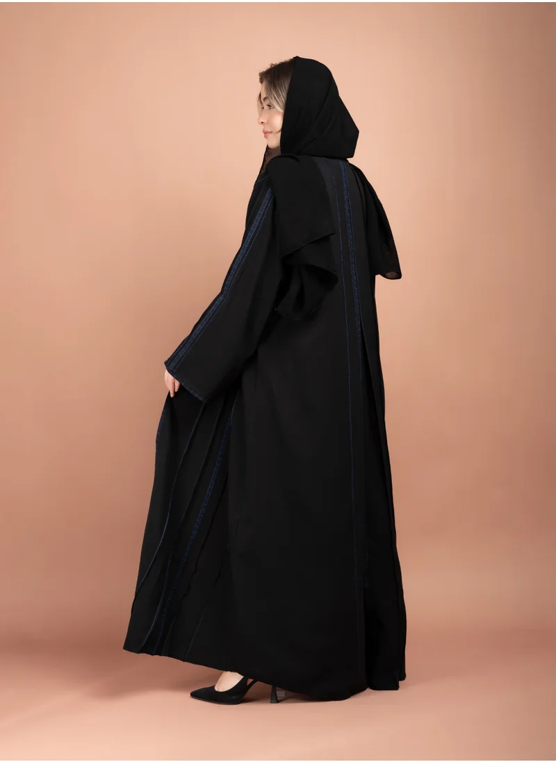 اكسا عباية اماراتية مخططة عصرية AIK5051 ازرق