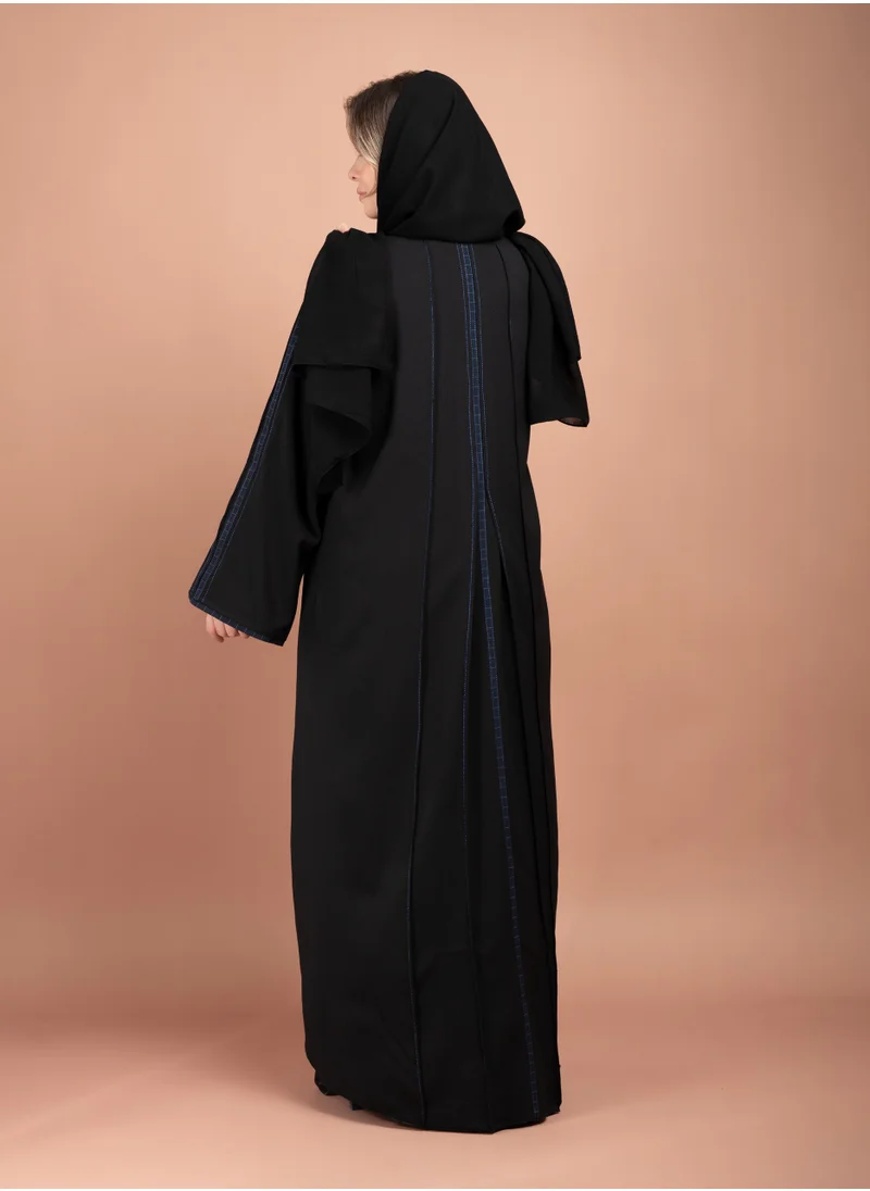 اكسا عباية اماراتية مخططة عصرية AIK5051 ازرق