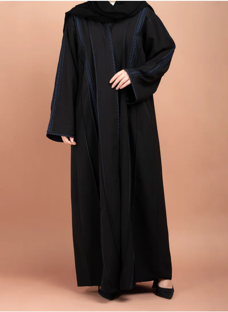 اكسا عباية اماراتية مخططة عصرية AIK5051 ازرق