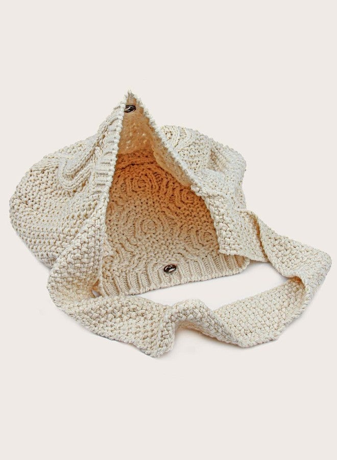 Verdusa Women's Crochet Shoulder HandBags Hobo Knitted Tote Bag Shopping Bags Beige one-size - Image 5