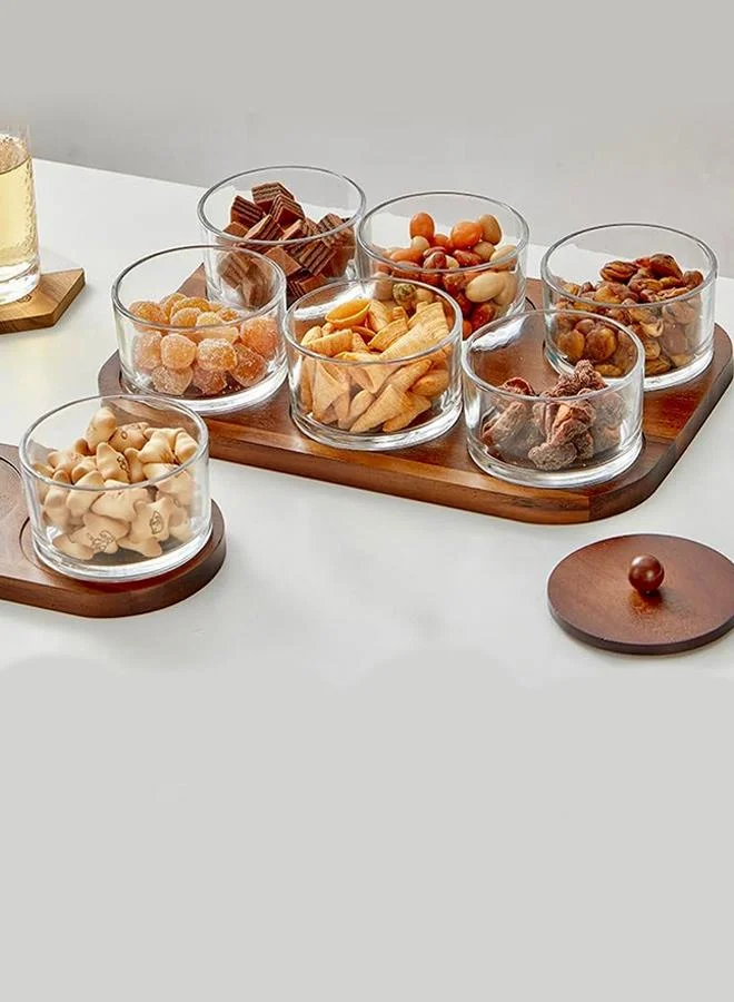 Casa Quesera Billa 6 pc condiment set with wooden tray and lid