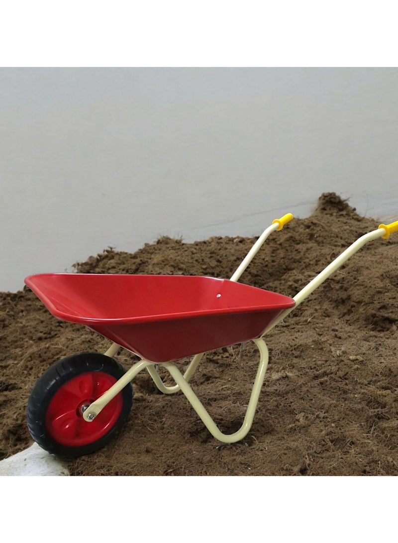 حسم عربة رمل يدوية معدنية للأطفال بتصميم عجلة واحدة، مناسبة للعب على الشاطئ والبستنة، خفيفة الوزن ومثالية للأولاد والبنات من عمر سنتين فما فوق - Image 1