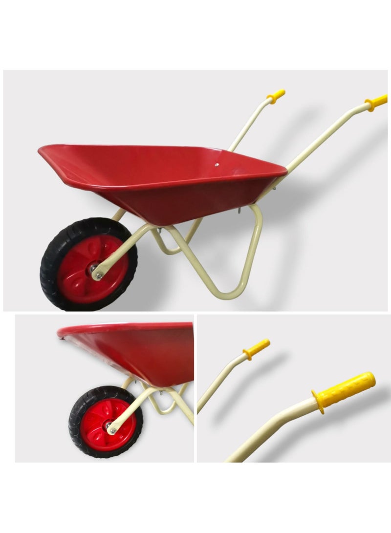 حسم عربة رمل يدوية معدنية للأطفال بتصميم عجلة واحدة، مناسبة للعب على الشاطئ والبستنة، خفيفة الوزن ومثالية للأولاد والبنات من عمر سنتين فما فوق - Image 5