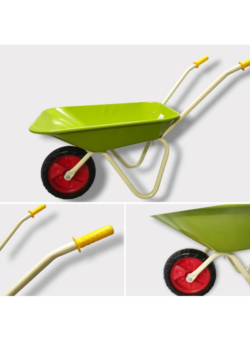 حسم عربة رمل يدوية معدنية للأطفال بتصميم عجلة واحدة، مناسبة للعب على الشاطئ والبستنة، خفيفة الوزن ومثالية للأولاد والبنات من عمر سنتين فما فوق - Image 3