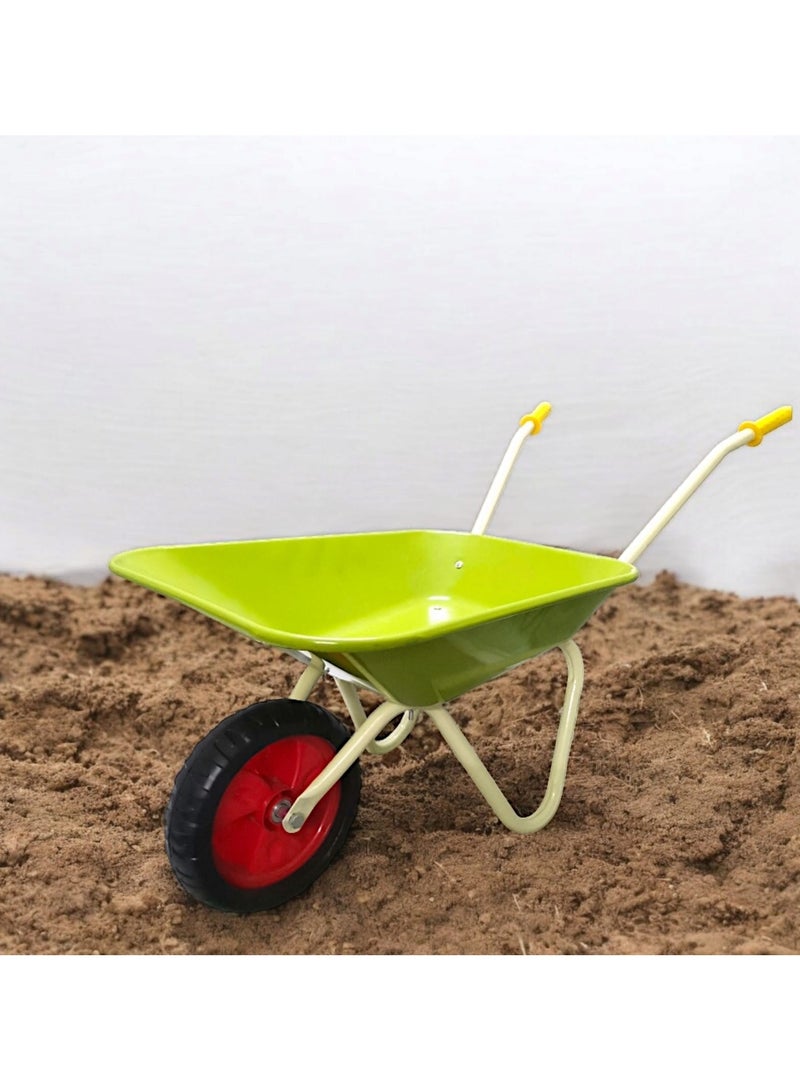 حسم عربة رمل يدوية معدنية للأطفال بتصميم عجلة واحدة، مناسبة للعب على الشاطئ والبستنة، خفيفة الوزن ومثالية للأولاد والبنات من عمر سنتين فما فوق - Image 2