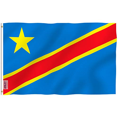 ANLEY Fly Breeze 3x5 Feet Democratic Republic of the Congo Flag Vivid Color and Fade Proof Canvas Header and Double Stitched CongoKinshasa Flags Polyester with Brass Grommets 3 X 5 Ft - Image 1