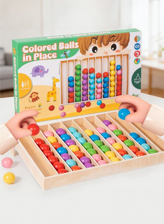 SHABILI Wooden Color Sorting Ball Board Game Montessori Educational Toy for Kids, Color Matching Cognitive Training Tabletop Puzzle with Rolling Balls for Fine Motor Skill Development, Ideal for Home Classroom Kindergarten Learning Activities - Image 4