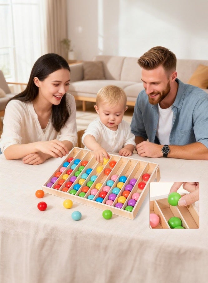 SHABILI Wooden Color Sorting Ball Board Game Montessori Educational Toy for Kids, Color Matching Cognitive Training Tabletop Puzzle with Rolling Balls for Fine Motor Skill Development, Ideal for Home Classroom Kindergarten Learning Activities - Image 2
