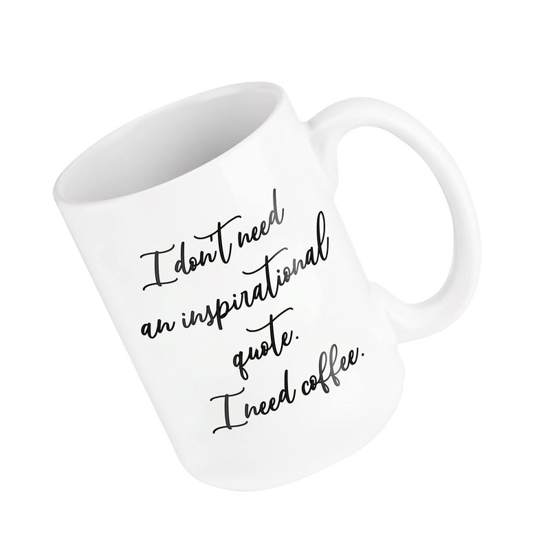 NoCry I Need Coffee Coffee Mug Cool 15 oz White Ceramic Cup with a Funny Slogan Great Unique Birthday or Novelty Gift