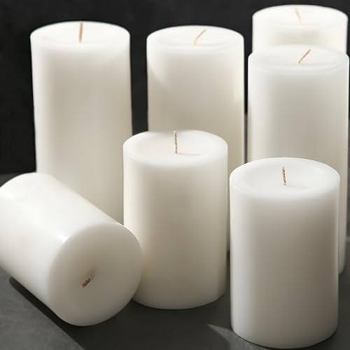 MOSROAD White Pillar Candles, Unscented Pillar Candles Bulk - 50 Hour Long Burn Time - Dripless and Smokeless White Wax Candles Dinner Table, for Wedding,Christmas and Home Decor [6 Pack, 2.8x4 inch] - Image 1