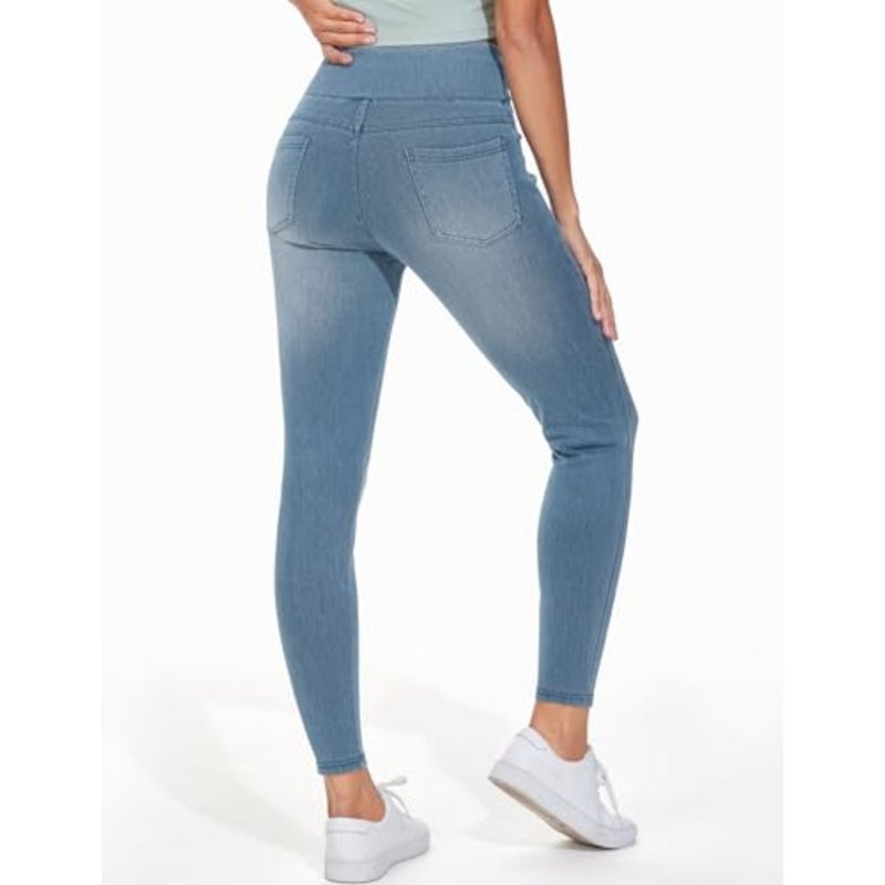 سروال Jeggings نسائي عالي الخصر من THE GYM PEOPLE، بنطال جينز قابل للتمدد للكاحل، طول كابريس، سحب على الخصر المرن، التحكم في البطن، نحيف، رفع المؤخرة، ناعم، 4 جيوب حقيقية، للرحلات، الشارع، العمل - Image 2