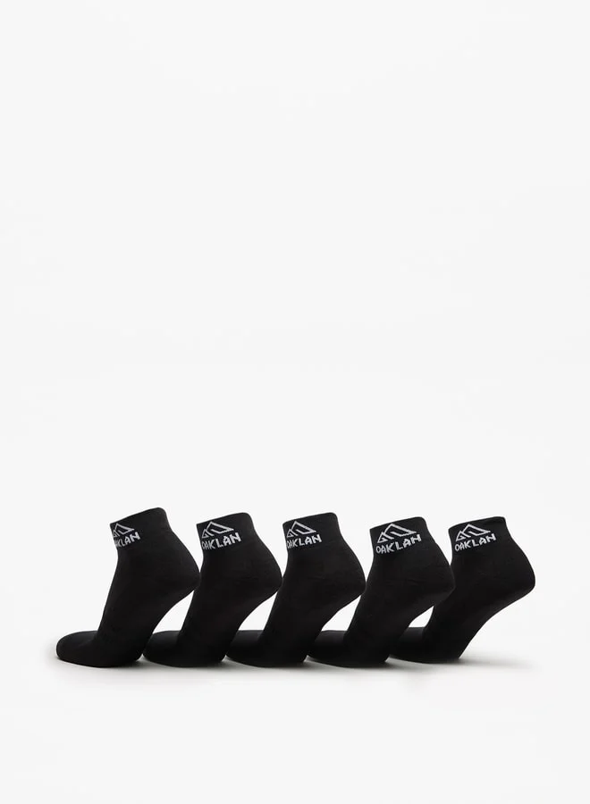 OAKLAN Men's Logo Print Ankle Length Sports Socks - Set of 5