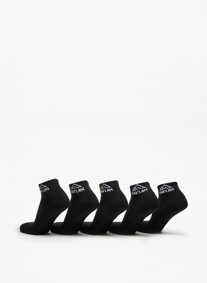 OAKLAN Men's Logo Print Ankle Length Sports Socks - Set of 5 - Image 3