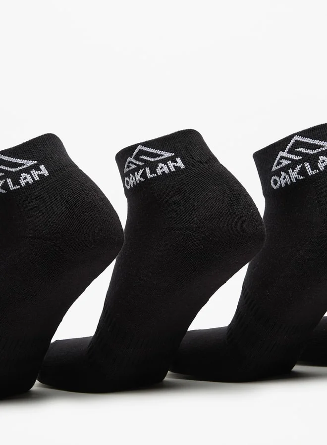 OAKLAN Men's Logo Print Ankle Length Sports Socks - Set of 5