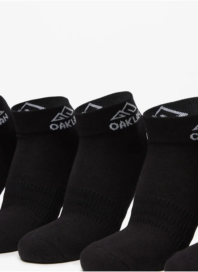 أوكلان Men's Logo Print Ankle Length Sports Socks - Set of 5