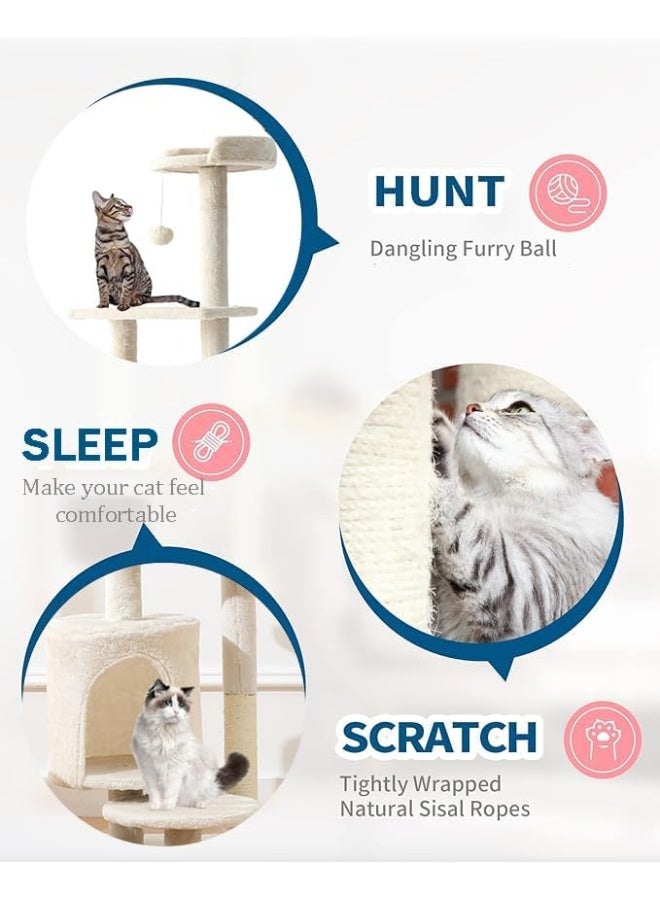 NeoStyle Cat Tower, indoor cat tree with sisal covered catch posts and plush catch balls, suitable for small and medium-sized cats - Image 4