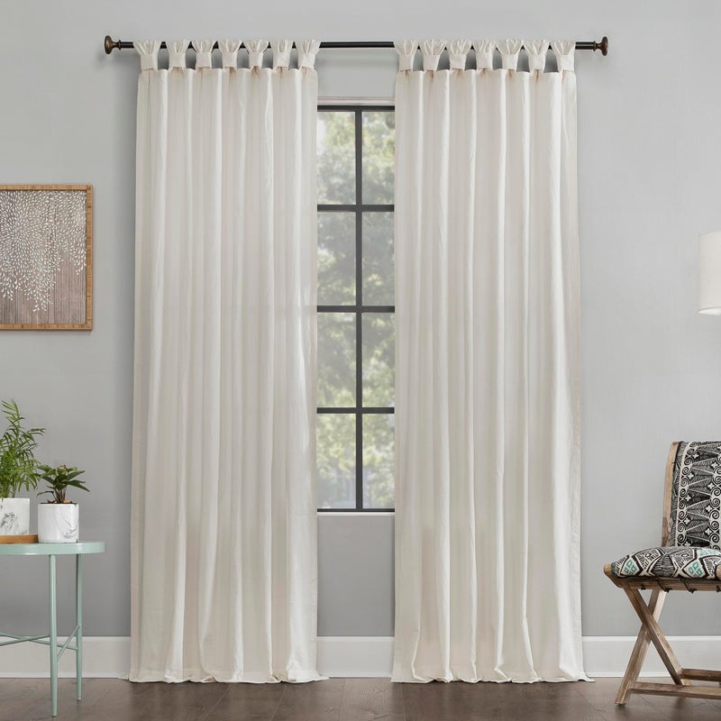 Archaeo Washed Cotton Twist Tab Curtain 52 x 108 Ivory