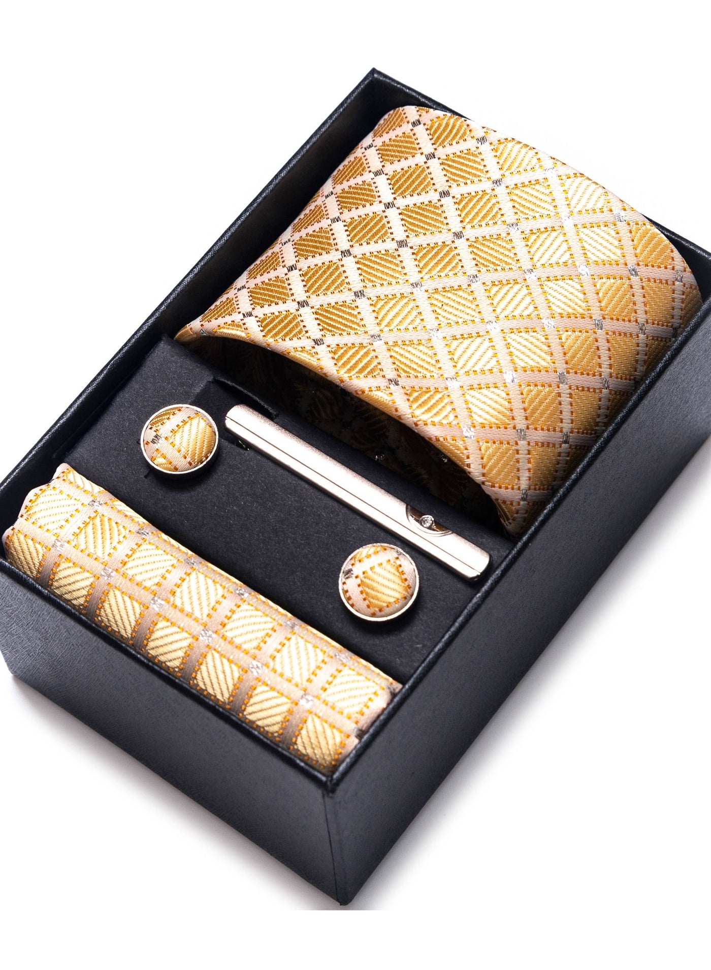 Fashionable Rhomboid Patterned Necktie Suit Gift Box Set