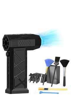 Vparty Compressed Air Duster, 130000 RPM Portable Mini Hand Powerful Jet Blower, Cordless Electric Air Duster Turbo Fan, High-Speed Air Blower with 4 Gear for Car, Cleaning, Camping, Outdoors  - Image 1