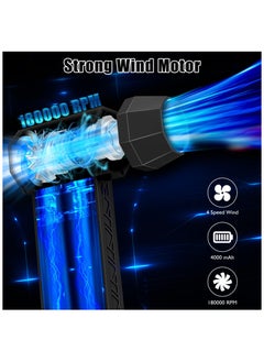 Vparty Compressed Air Duster, 130000 RPM Portable Mini Hand Powerful Jet Blower, Cordless Electric Air Duster Turbo Fan, High-Speed Air Blower with 4 Gear for Car, Cleaning, Camping, Outdoors  - Image 2