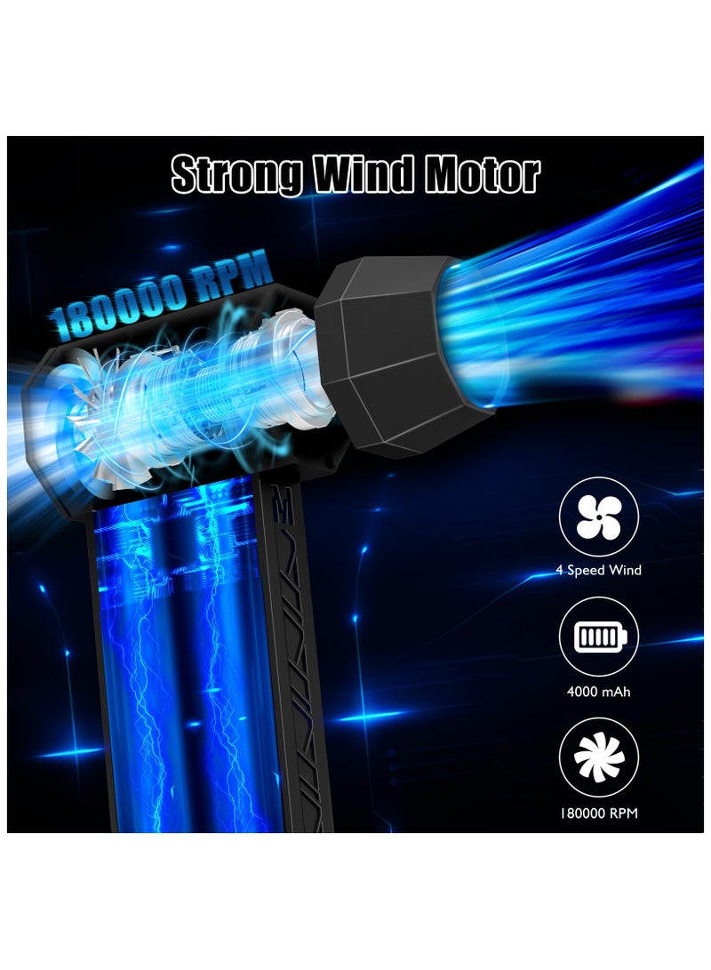 Vparty Compressed Air Duster, 130000 RPM Portable Mini Hand Powerful Jet Blower, Cordless Electric Air Duster Turbo Fan, High-Speed Air Blower with 4 Gear for Car, Cleaning, Camping, Outdoors  - Image 2