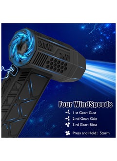 Vparty Compressed Air Duster, 130000 RPM Portable Mini Hand Powerful Jet Blower, Cordless Electric Air Duster Turbo Fan, High-Speed Air Blower with 4 Gear for Car, Cleaning, Camping, Outdoors  - Image 4