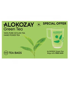 Alokozay Green Tea Bag With Mug, 100'S  - Image 2