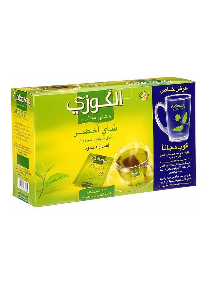 Alokozay Green Tea Bag With Mug, 100'S  - Image 1