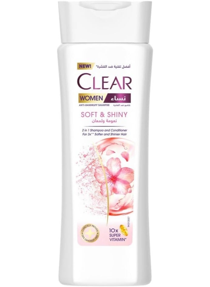 Clear Women Anti-Dandruff Shampoo, Soft & Shiny, 600ml