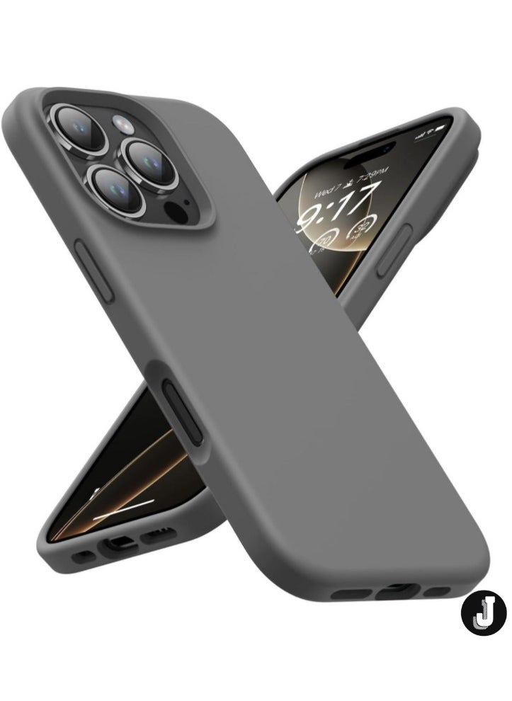 JAJEEK "New Soft Liquid Silicone Gel Case for iPhone 16 Pro Max – Full Body Shockproof Protection, Matte Finish & Soft Microfiber Lining (Dark Grey)" - Image 1