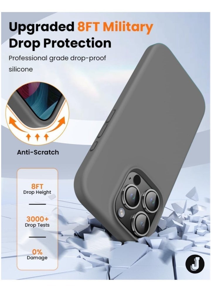 JAJEEK "New Soft Liquid Silicone Gel Case for iPhone 16 Pro Max – Full Body Shockproof Protection, Matte Finish & Soft Microfiber Lining (Dark Grey)" - Image 3