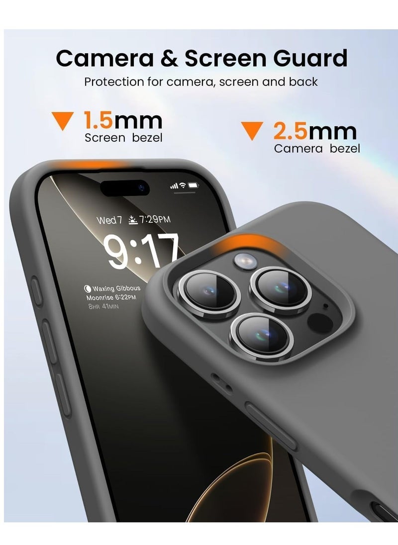 JAJEEK "New Soft Liquid Silicone Gel Case for iPhone 16 Pro Max – Full Body Shockproof Protection, Matte Finish & Soft Microfiber Lining (Dark Grey)" - Image 5