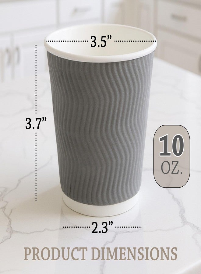 NYHI Set of 150 Ripple Insulated Gray Paper Cups Coffee Tea Hot Cups Recyclable 3 Layer Rippled Wall For Better Insulation Perfect for Cappuccino Hot Coco or Iced Drinks (10 oz -150 pack) - Image 3
