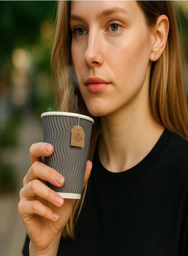 NYHI Set of 150 Ripple Insulated Gray Paper Cups Coffee Tea Hot Cups Recyclable 3 Layer Rippled Wall For Better Insulation Perfect for Cappuccino Hot Coco or Iced Drinks (10 oz -150 pack) - Image 4