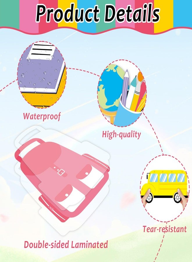 Justforjoyful لوحة إعلانات ترحيبية بالعودة إلى المدرسة، زينة صفية، لافتة ترحيبية ملونة، قصاصات ورقية، ديكور جداري وباب، لوحة طباشيرية لحفلة الصف الدراسي في اليوم الأول من المدرسة - Image 3