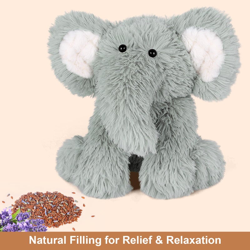 SuzziPals Warming Elephant Stuffed Animals, Microwavable Stuffed Animal Heating Pads for Cramps, Pain & Stress Relief, Heatable & Coolable Stuffed Elephants, Lavender Scented Plush Toys Elephant Gifts - Image 3