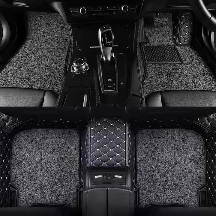 CYRER 7D car mat Full Set for Maruti Suzuki Brezza (Model: 2015-2021) || Luxury Leather Double Car Floor Mat Complete Set || 100% Waterproof and Washable || Color : Black - Image 1