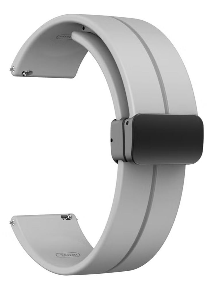 ELTRAZONE Magnetic Watch Strap - 16mm, 18mm, 19mm, 20mm Quick Release Silicone Band with Magnetic Folding Clasp - Skin-Friendly Soft Sport Strap for Men and Women (Gray)  - Image 2