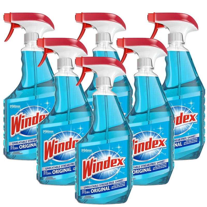 Windex Glass and Window Cleaner Spray Bottle, Bottle Made from 100% Recycled Plastic, Surface Cleaning Spray, Original Blue Scent, 23 Fl Oz (Pack of 6) - Image 1