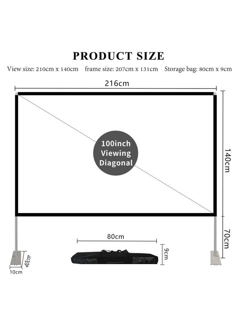 HOIN 3D Projector Screen 100 Inch HD 4K 16:9 Aspect Ratio Anti-Wrinkle Interior for Tiramisu Performance, Quick Fold with Stand Legs and Carrying Bag - Image 2